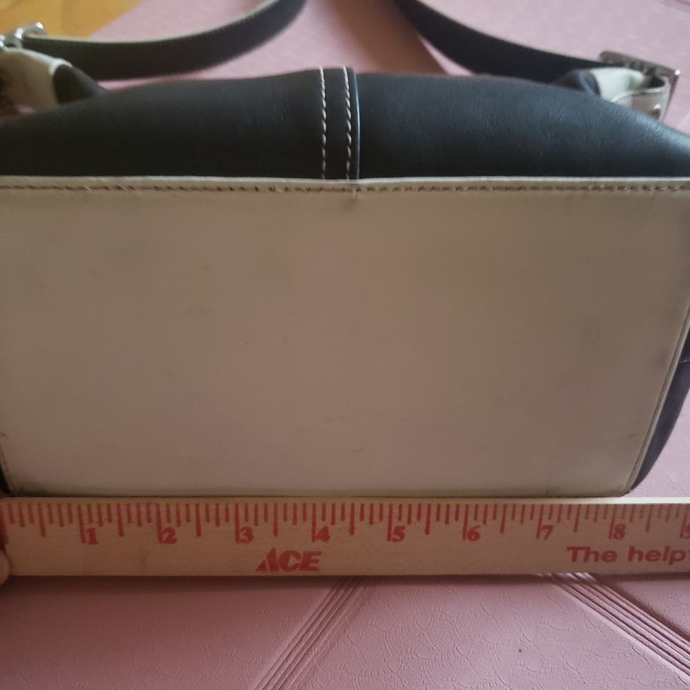 Vintage Y2K Coach Leather Legacy Demi Hobo Shoulder Dark Navy Blue & White 9564 - Picture 15 of 15